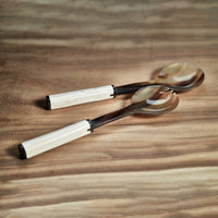 Nadine Horn Salad Server Set with Bone Handle