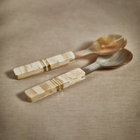 Matteo Horn Salad Server Set with Bone Handle