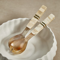 Matteo Horn Salad Server Set with Bone Handle