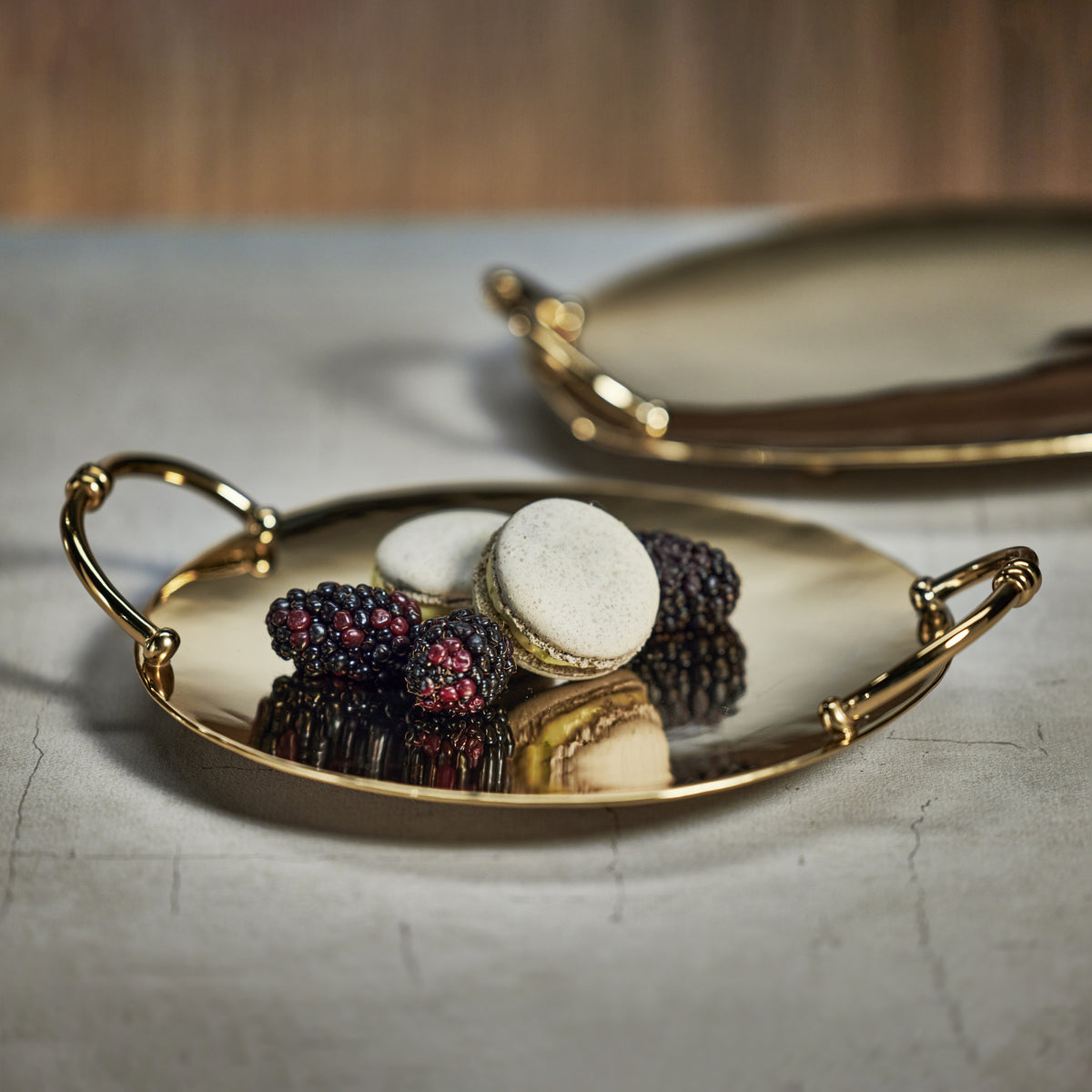 Azalea Gold Round Serving Tray