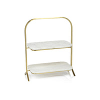 Madeleine 2-Tier Marble Tray Serving Stand