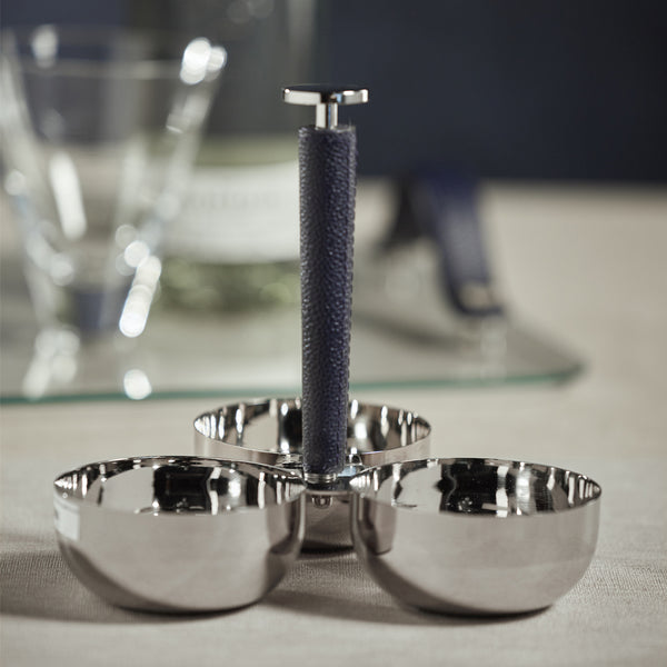 Laguna Nickel & Leather Condiment Set