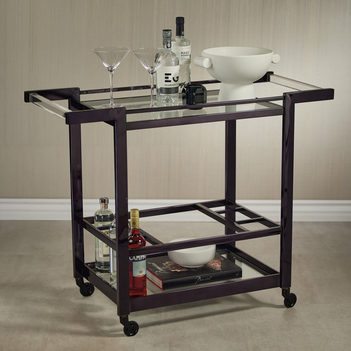 Beaumont Black Nickel Bar Cart