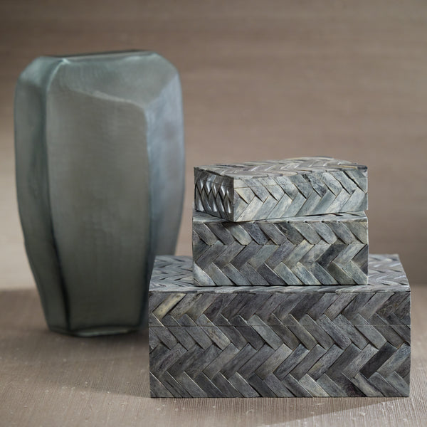 Mayfair Grey Bone Braided Decorative Box, Small