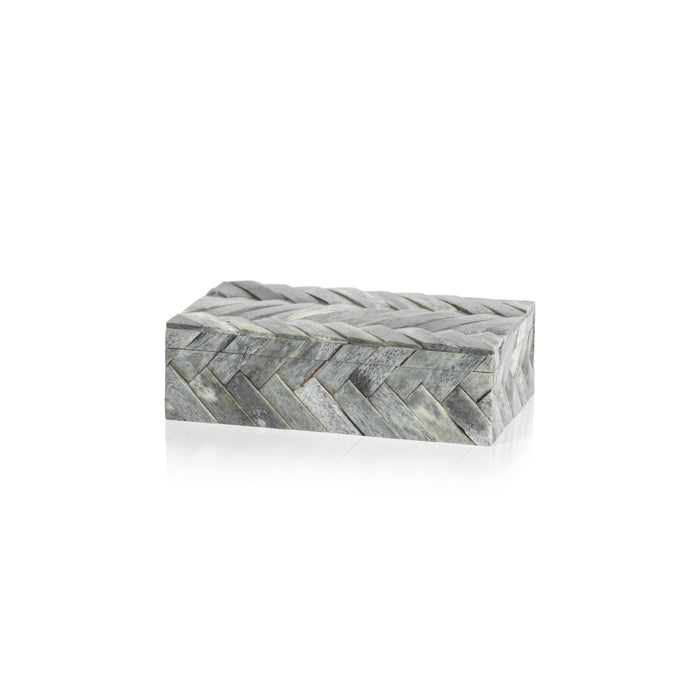 Mayfair Grey Bone Braided Decorative Box, Small