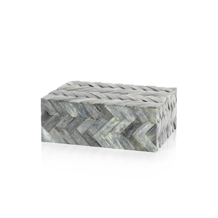 Mayfair Grey Bone Braided Decorative Box, Medium