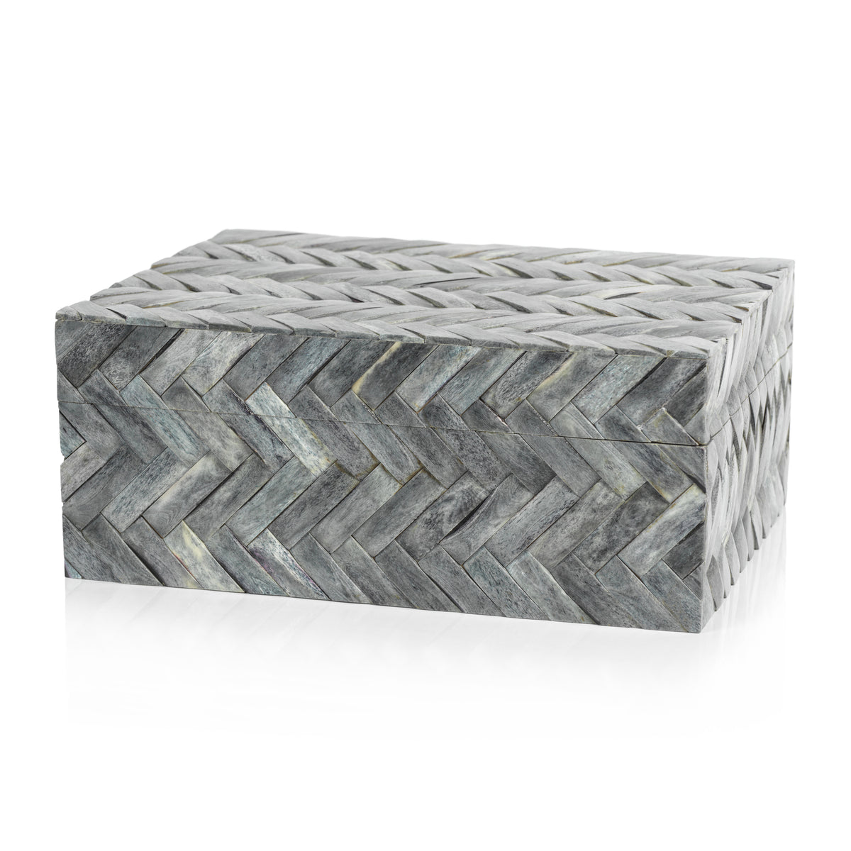 Mayfair Grey Bone Braided Decorative Box, Large