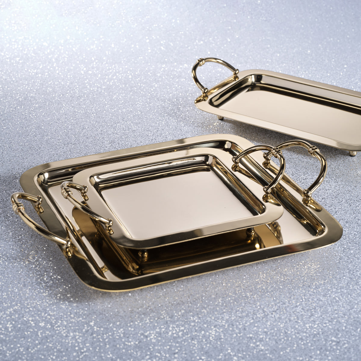 Manetta Polished Steel and Brass Tray, Small