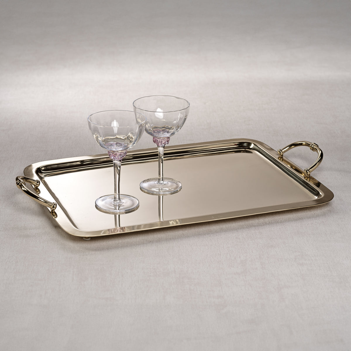 Manetta Polished Steel and Brass Tray, Large