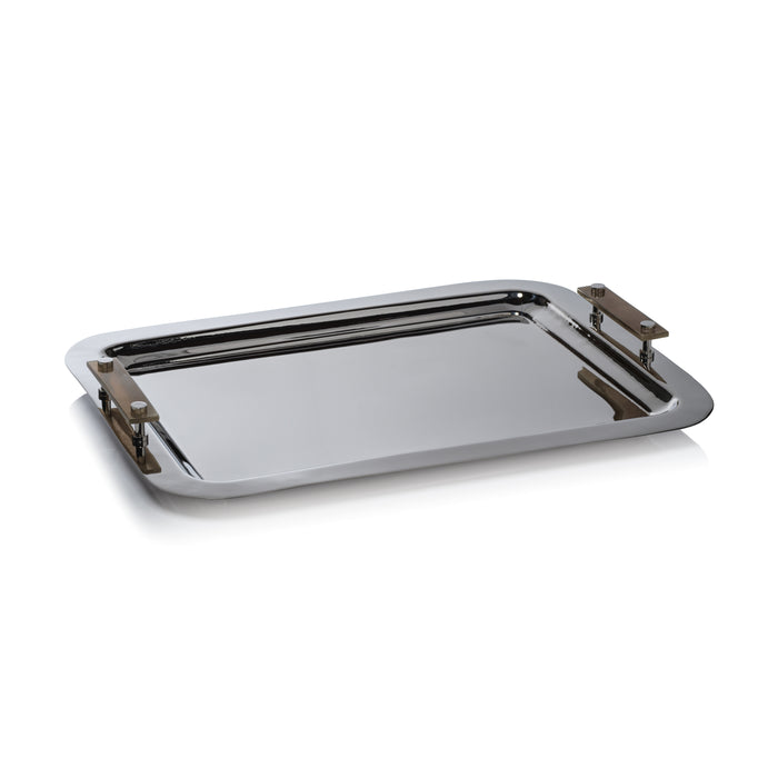 Bayeux Steel Serving Tray with Horn Handles