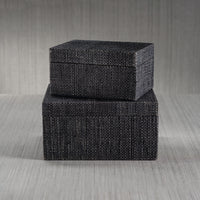 Bumi Deep Blue Raffia and Chambray Decorative Box, Small