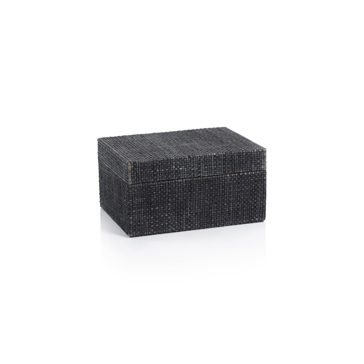 Bumi Deep Blue Raffia and Chambray Decorative Box, Small