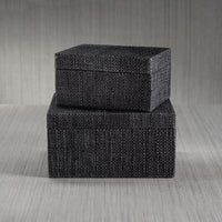 Bumi Deep Blue Raffia and Chambray Decorative Box, Large