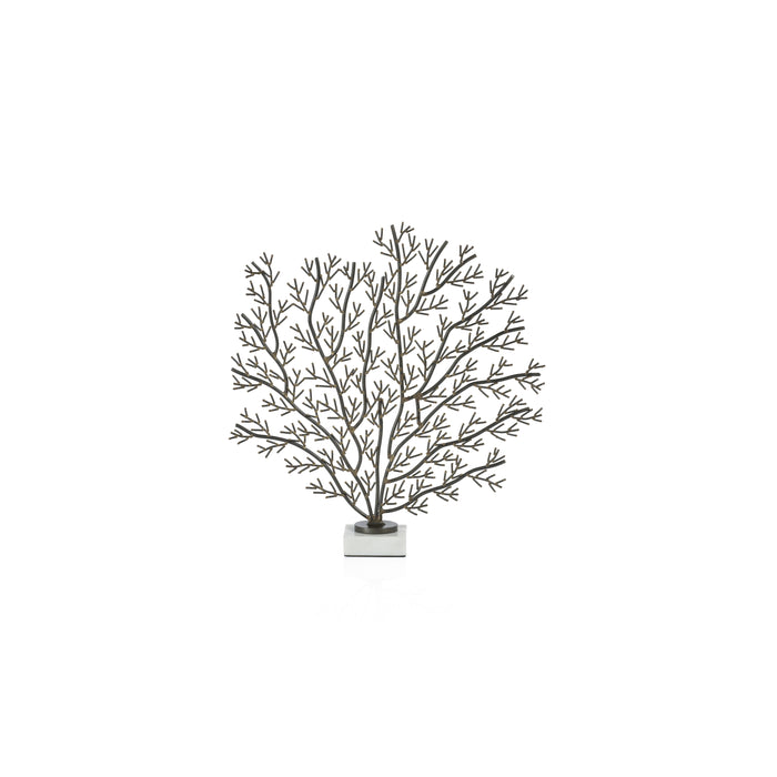 Zinc Coral Branch Sculpture on Marble Base, Small