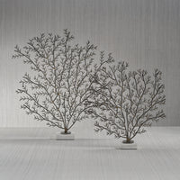 Zinc Coral Branch Metal Sculpture on Marble Base, Medium