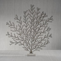 Zinc Coral Branch Metal Sculpture on Marble Base, Large