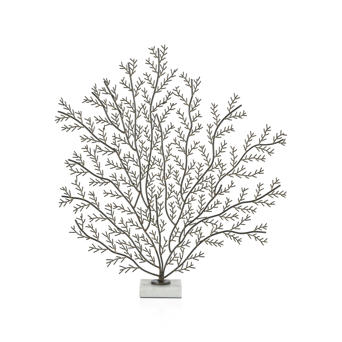 Zinc Coral Branch Metal Sculpture on Marble Base, Large
