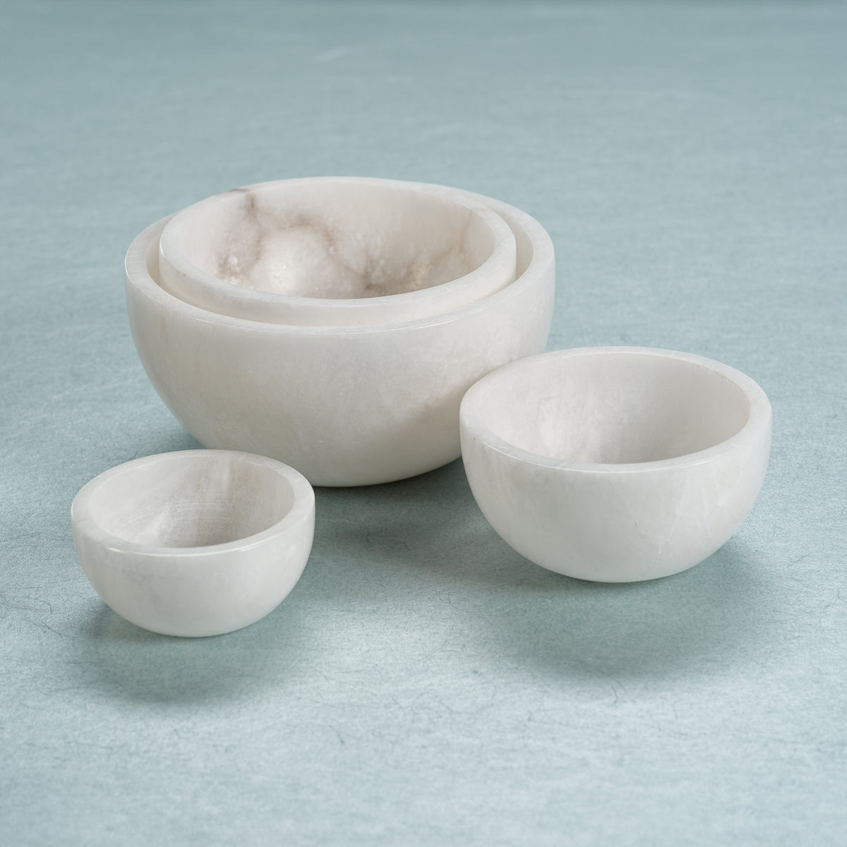 Baltic Small White Alabaster Bowls, Set of 2
