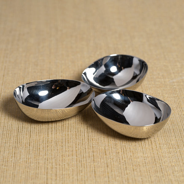 Stanley Polished Stainless Steel Triple Nut Bowl