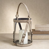 St. Moritz Hair-On-Hide Leather Glass Hurricane / Ice Bucket