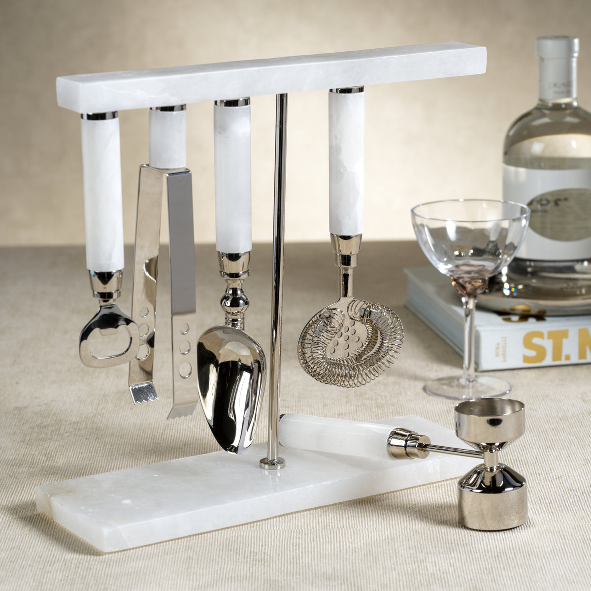 Marabella Alabaster 5-Piece Bar Tool Set