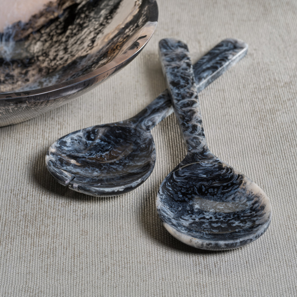 Korin Black & White Resin Salad Server Set