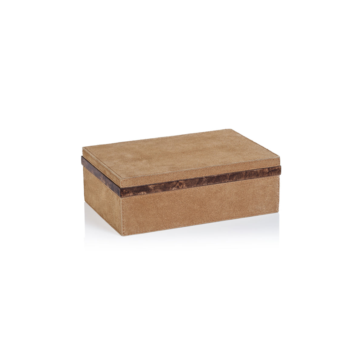 Cortina Suede Decorative Box, Burlwood Trim, Small