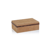 Cortina Suede Decorative Box, Burlwood Trim, Small