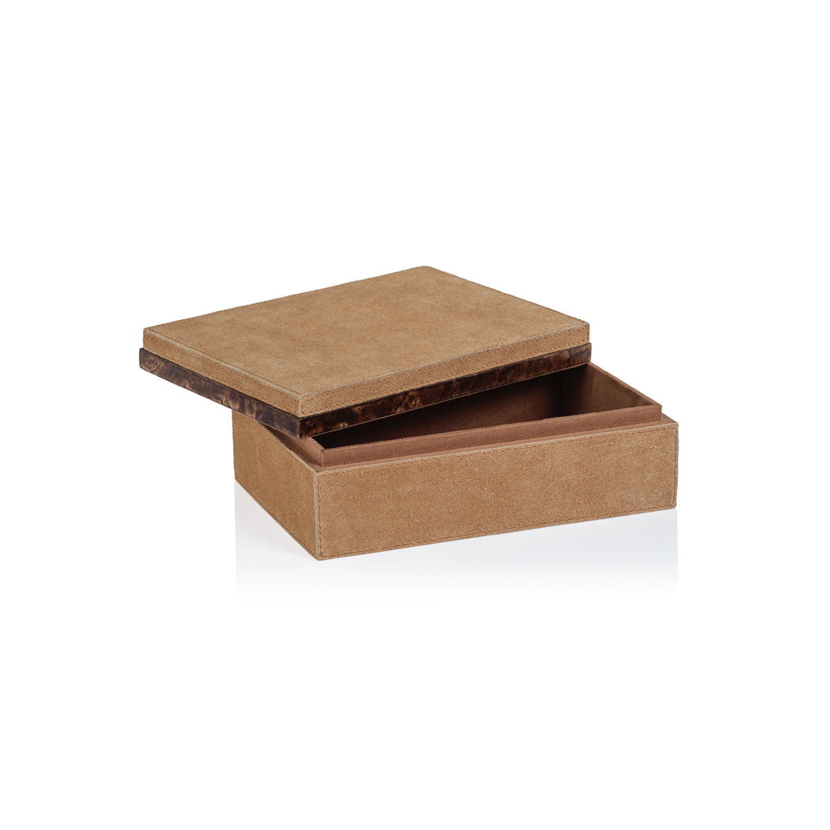 Cortina Suede Decorative Box, Burlwood Trim, Small