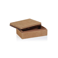 Cortina Suede Decorative Box, Burlwood Trim, Small
