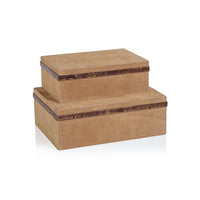 Cortina Suede Decorative Box, Burlwood Trim, Small