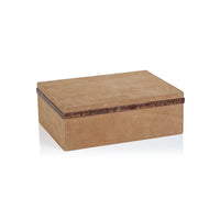 Cortina Suede Decorative Box, Burlwood Trim, Large