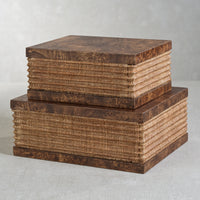 Rosso Burlwood & Raffia Decorative Box, Small