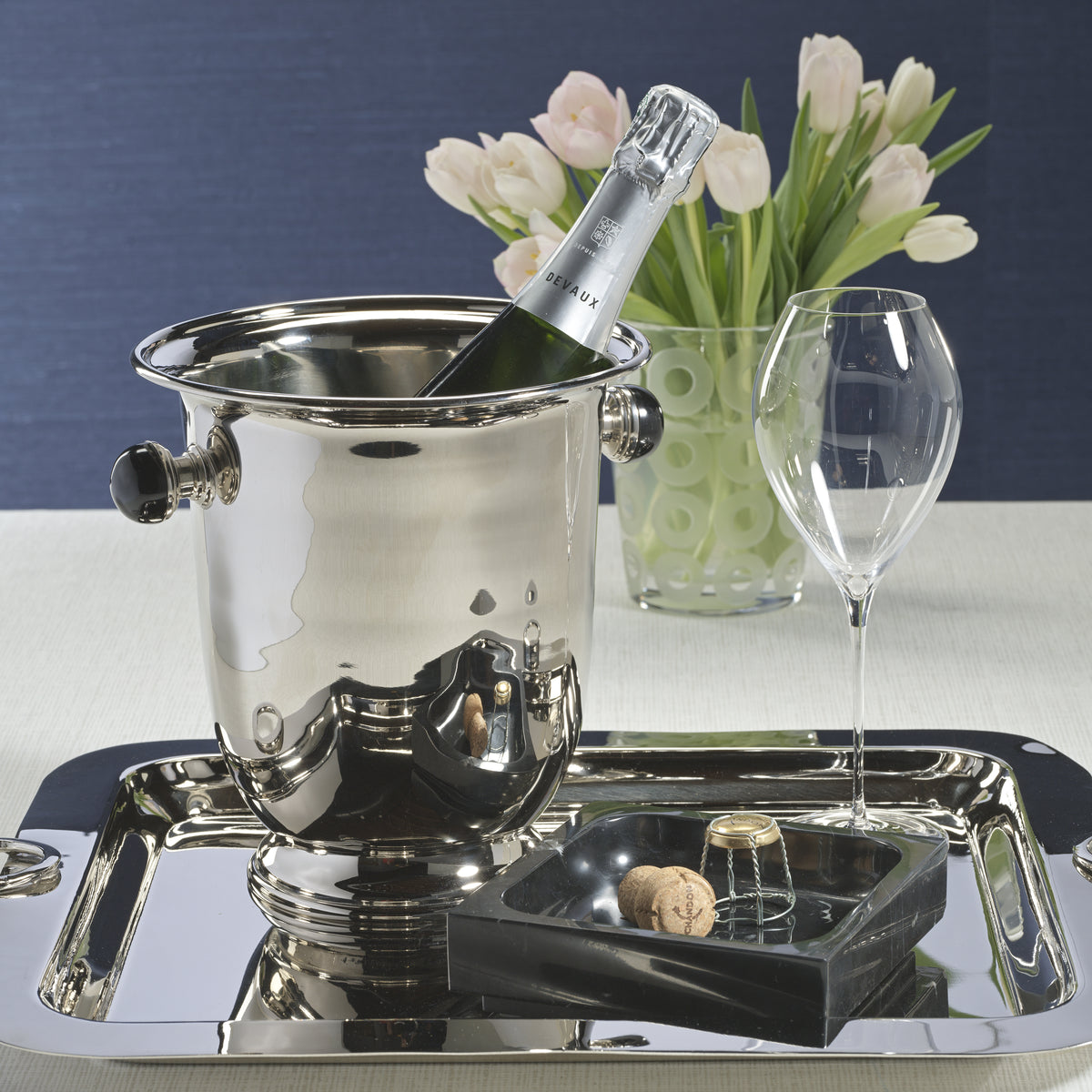 Duval Champagne Bucket, Black Stone Handles