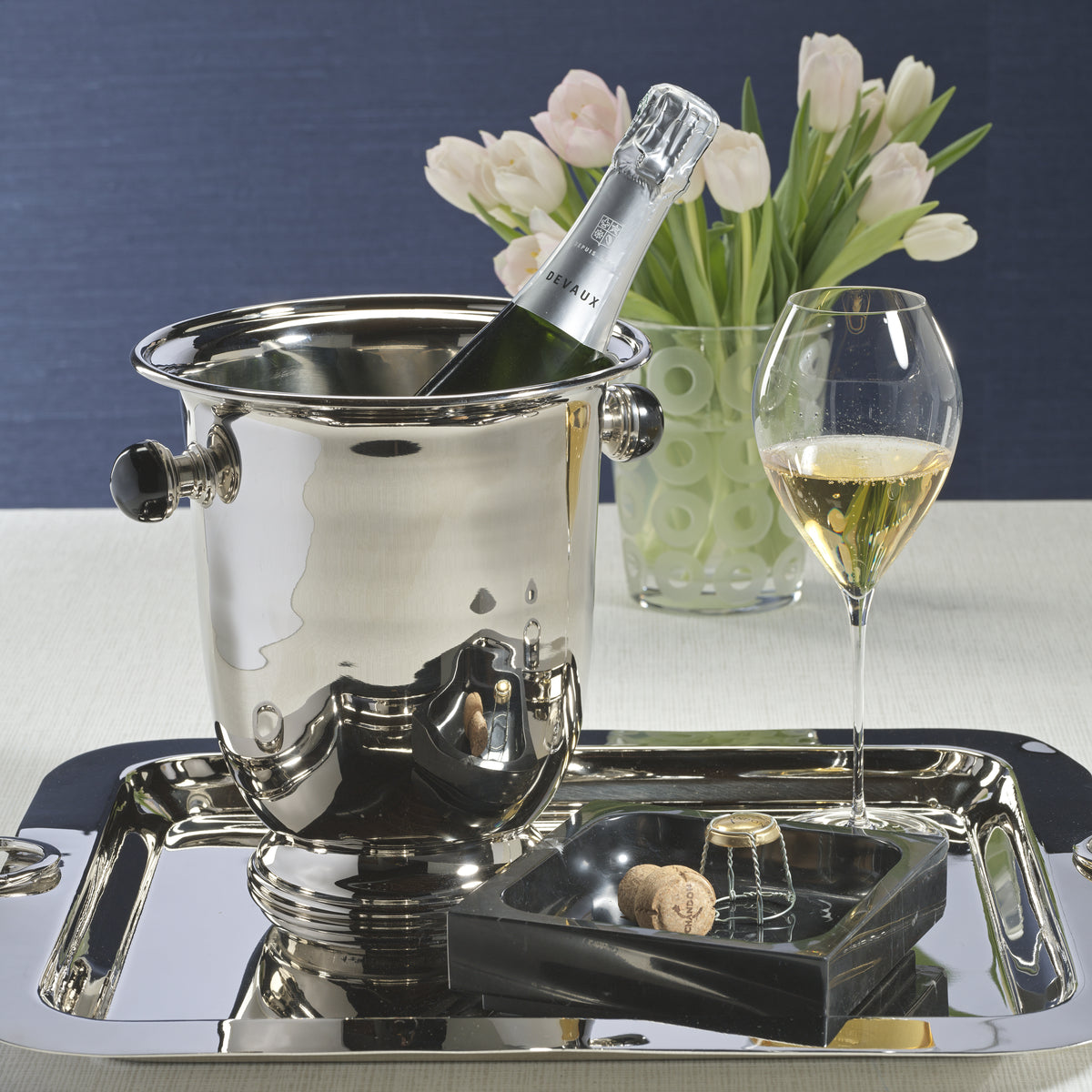 Duval Champagne Bucket, Black Stone Handles