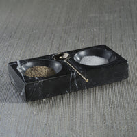 Black Marble Salt & Pepper Dish with Spoon