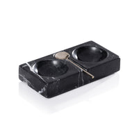 Black Marble Salt & Pepper Dish with Spoon