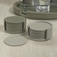 Ruvo Gray Leather Coaster Set