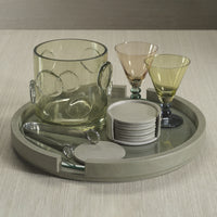 Ruvo Gray Leather Coaster Set