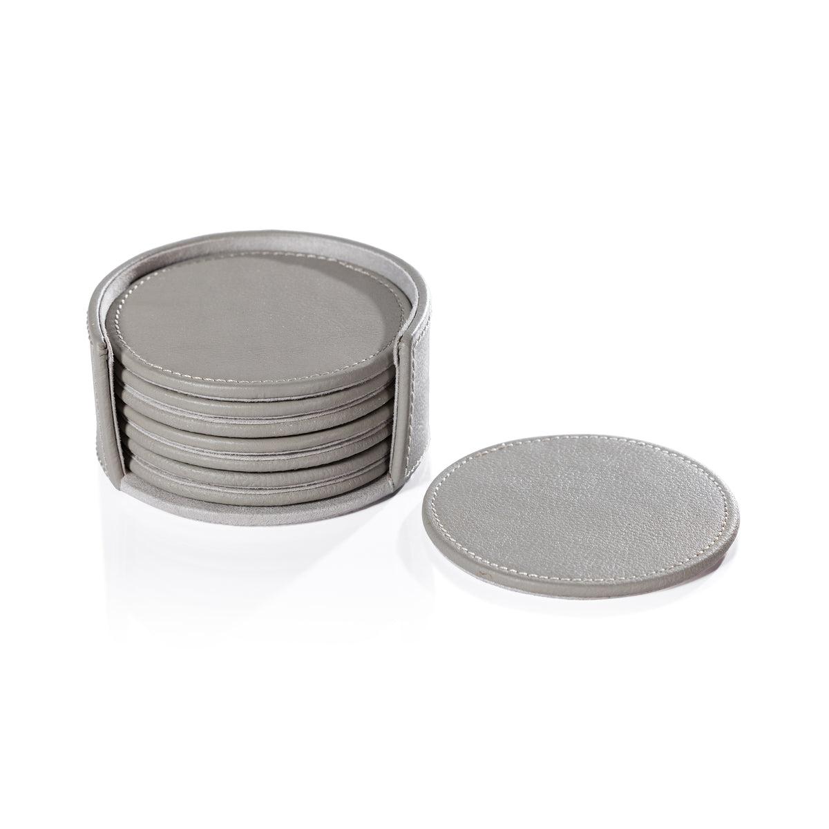Ruvo Gray Leather Coaster Set