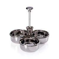 Bento Polished Nickel Condiment Trio with Cocktail Pick Holder