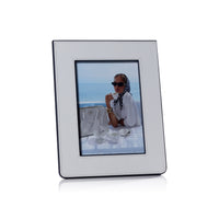Nappa White & Navy Leather Photo Frame 5x7