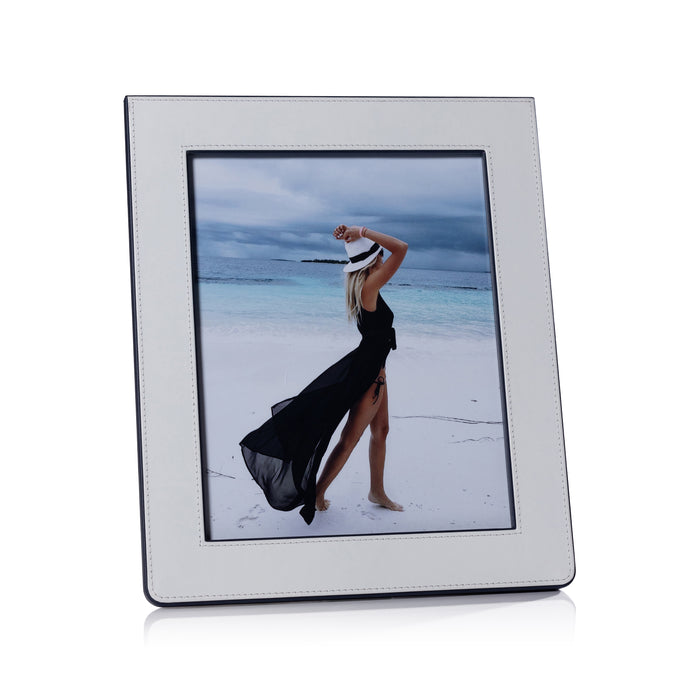 Nappa White & Navy Leather Photo Frame 8x10
