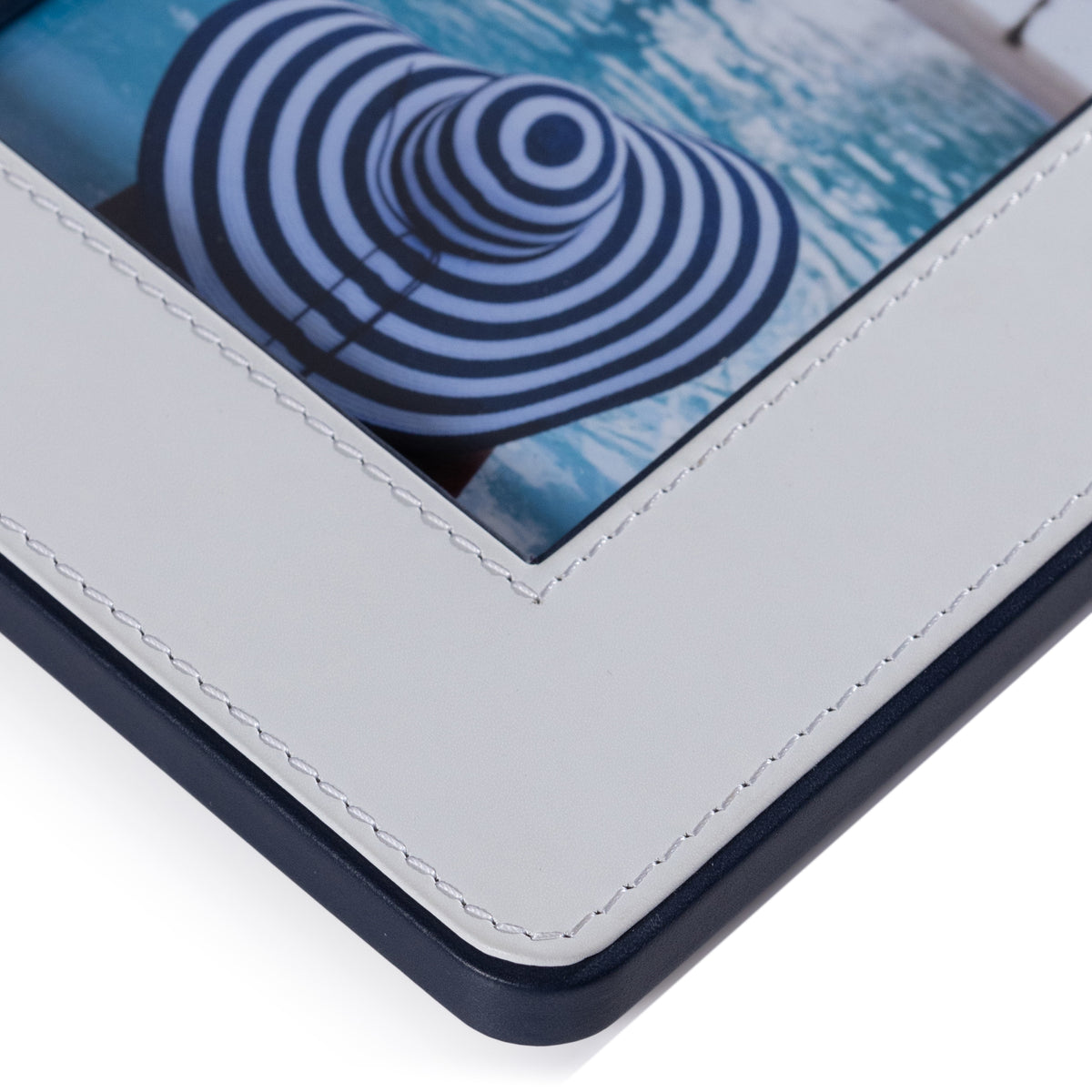 Nappa White & Navy Leather Photo Frame 8x10