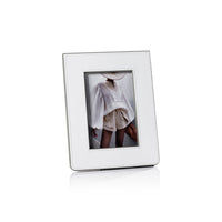 Nappa White & Gray Leather Photo Frame 4x6