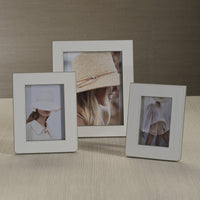 Nappa White & Gray  Leather Photo Frame 5x7