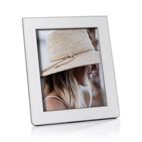 Nappa White & Gray Leather Photo Frame 8x10