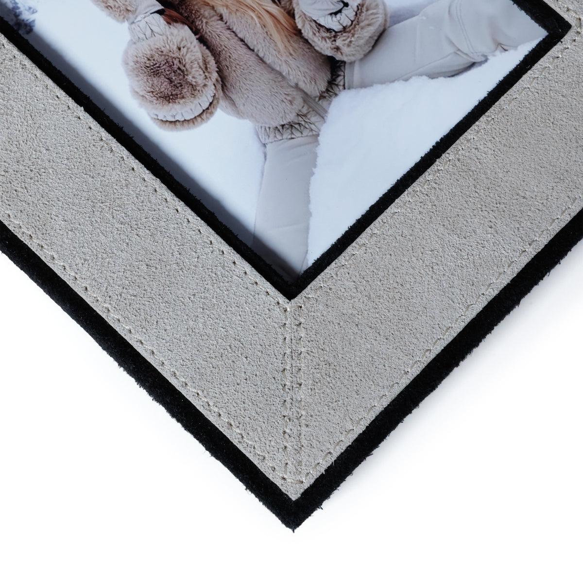 Arden Gray & Black Suede Leather Photo Frame, 4x6