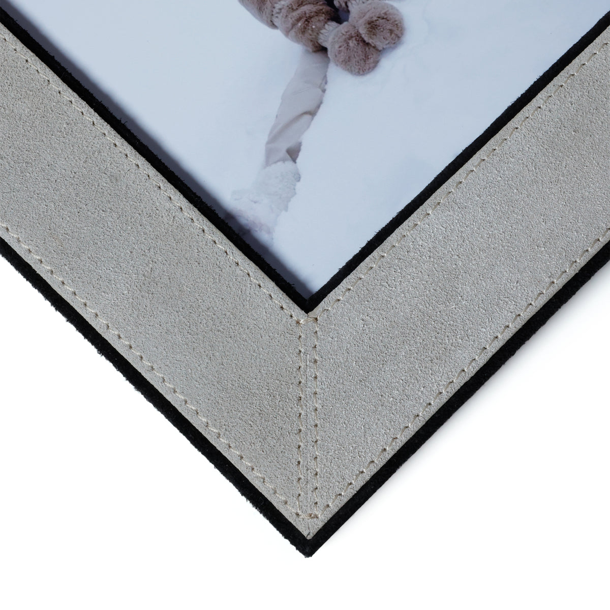 Arden Gray & Black Suede Leather Photo Frame, 5x7