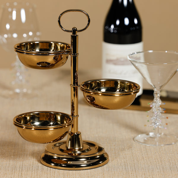 Polished Gold 3-Tier Appetizer and Condiment Server